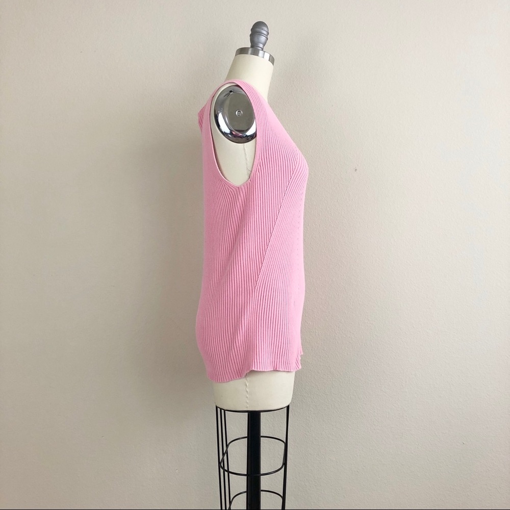 Ellen Tracy Pink Ribbed Knit Sleeveless Sweater - Picture 2 of 4
